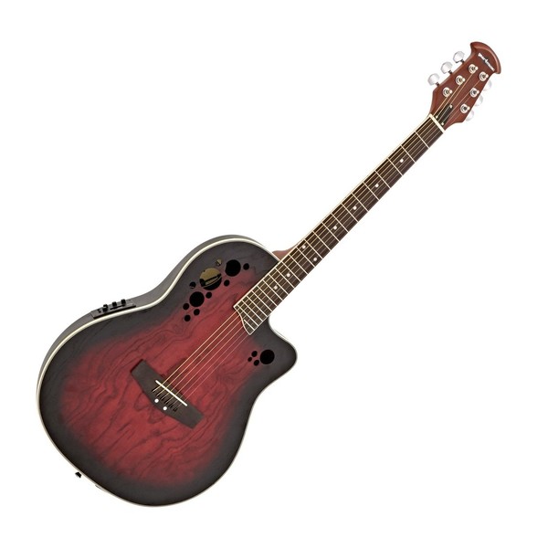 Deluxe Roundback Electro Acoustic Guitar by Gear4music, Red Burst