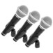 Samson R21 Cardioid Dynamic Vocal Microphone 3-Pack, Front Angled Right with Clips