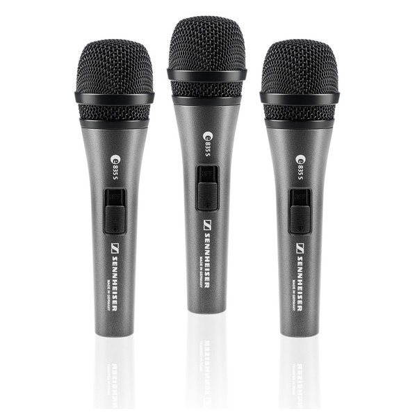 Sennheiser e835s Cardioid Vocal Microphone, 3 Pack - Front