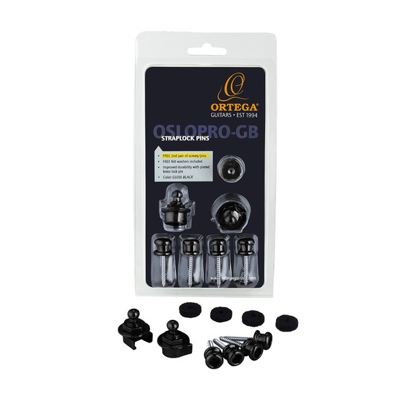 Ortega OSLOPRO-GO Straplock Pin Set, Gloss Black