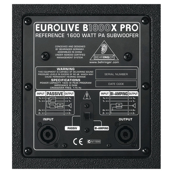 Behringer Eurolive Pro B1800X Passive Subwoofer Box Opened at