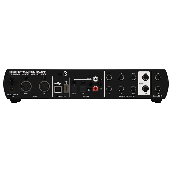Behringer FCA610 FirePower USB/FireWire audio interface - Rear