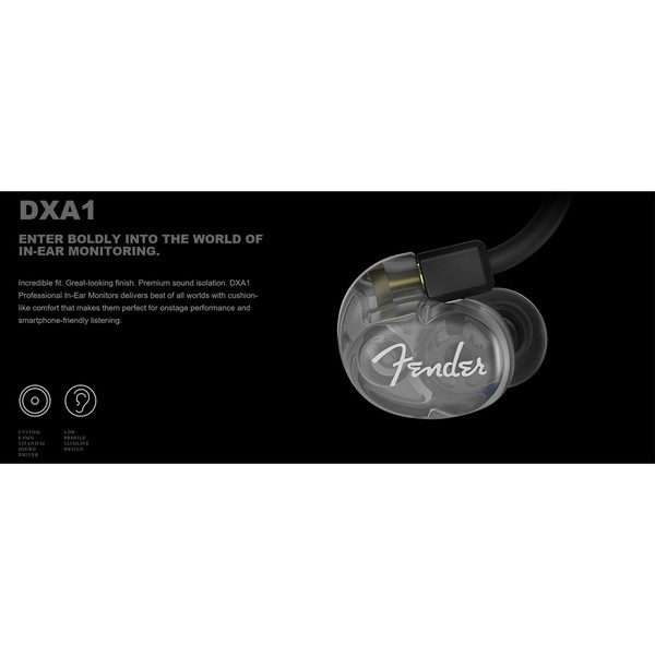 Fender DXA1 Pro In-Ear Monitors, Transparent Charcoal
