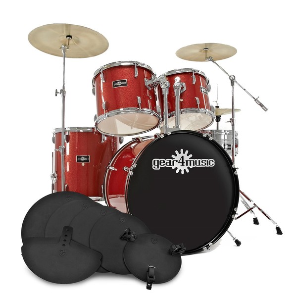 GD-7 Drum Kit + Practice Pack, Red Sparkle