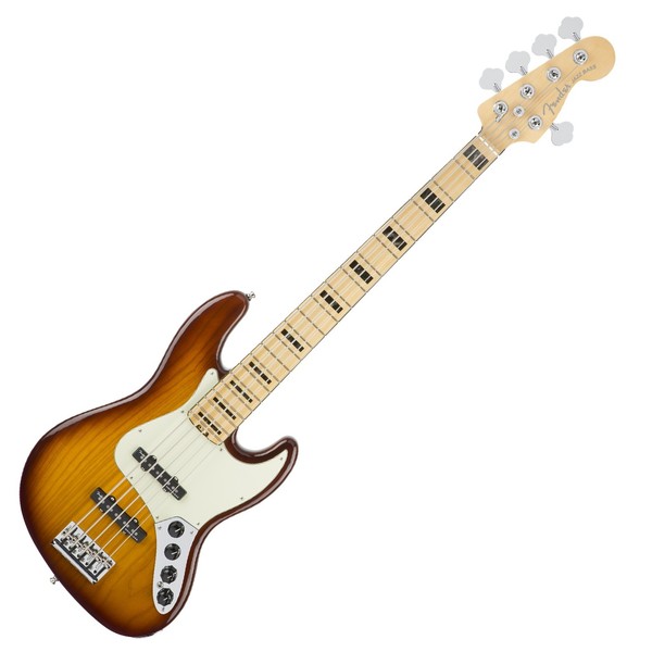 DISC Fender American Elite Ash Jazz Bass V MN, Tobacco Sunburst