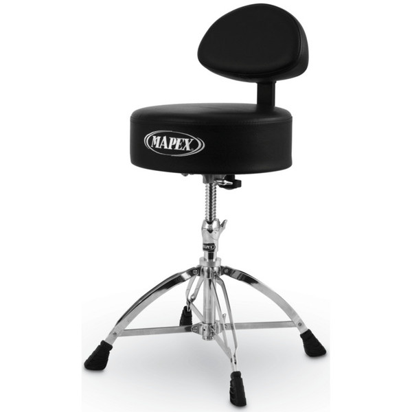 Mapex T770 Drum Stool, Rounded Top with Backrest, Four Leg Base