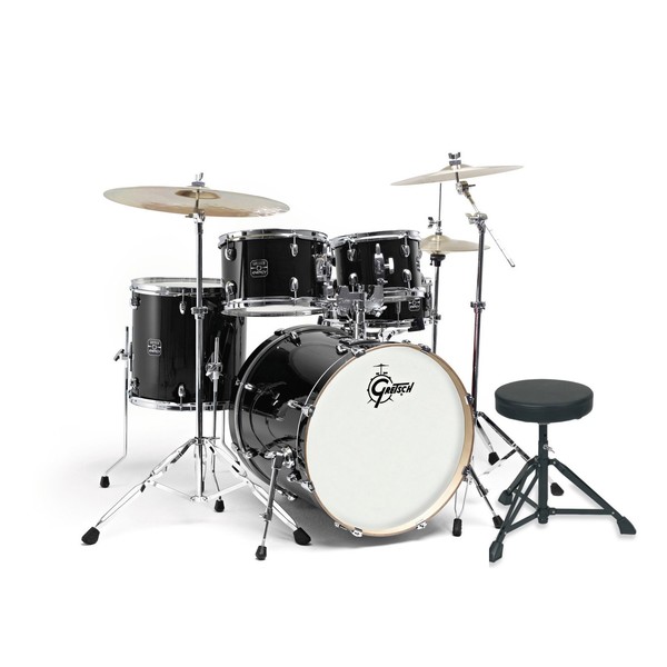 Gretsch Energy 20" Drum Kit w/ Hardware & Paiste 101 Set, Black