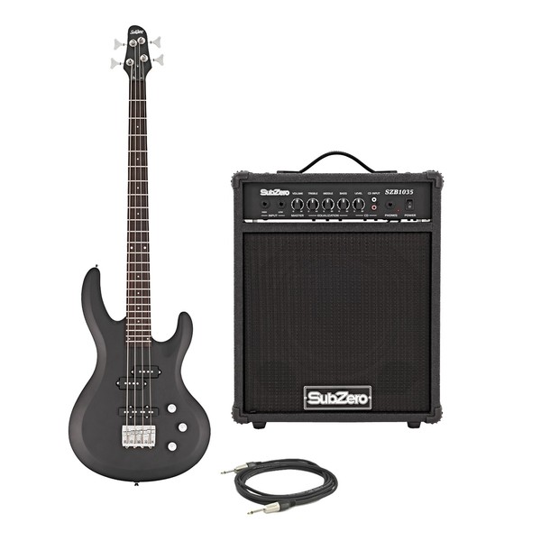 SubZero Atlanta Bass Guitar + SubZero 35W Bass Amp, Satin Black