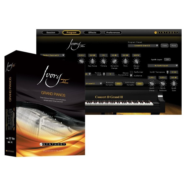 Synthogy Ivory II Grand Pianos - Box And Screenshot