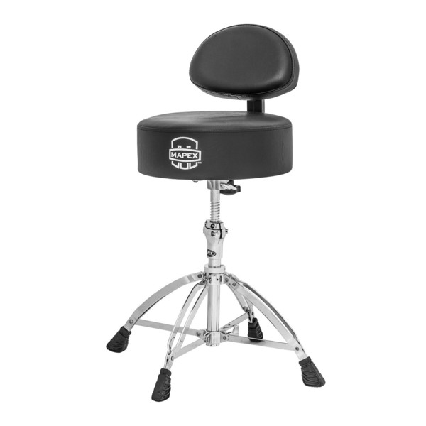 Mapex T770 Drum Stool, Rounded Top with Backrest, Four Leg Base