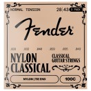 Fender Nylon Acoustic Strings, 100 Clear/Silver, Tie End, Gauges .028-.043, 3-Pack