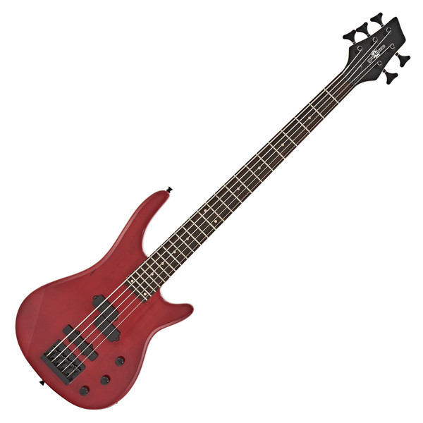 Lexington 5 String Bass Guitar by Gear4music, Trans Red