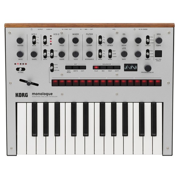Korg Monologue Analogue Synthesizer, Silver - Top