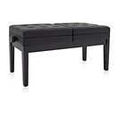 Deluxe Duet Piano Stool with Storage by Gear4music, Gloss Black
