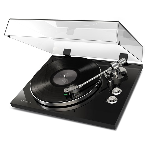 Akai BT-500 Belt Drive Turntable, Black - Angled