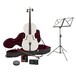 4/4 Size Cello with Case + Beginner Pack, White