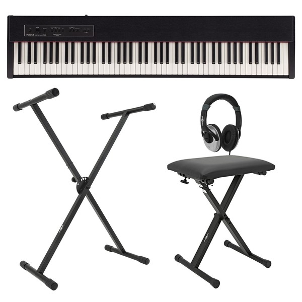 DISC Roland F-20 Portable Piano Package, Contemporary Black at Gear4music