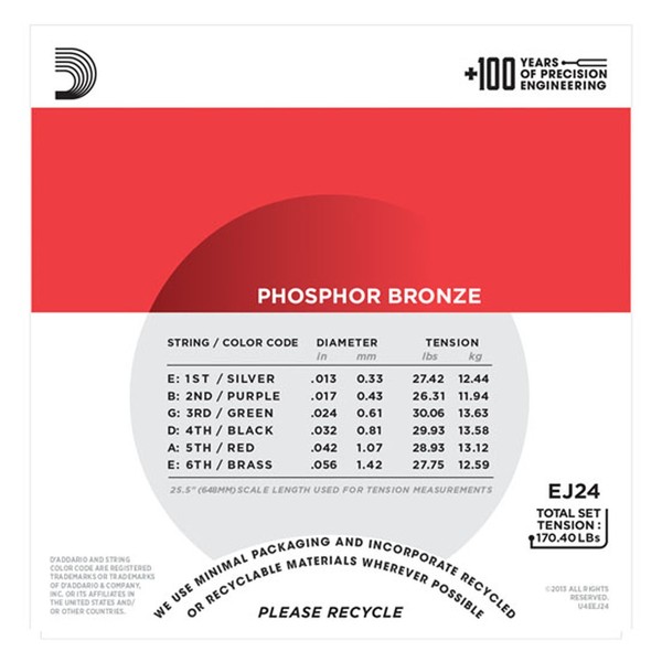 DAddario EJ24 Phosphor Bronze, True Medium, 13-56