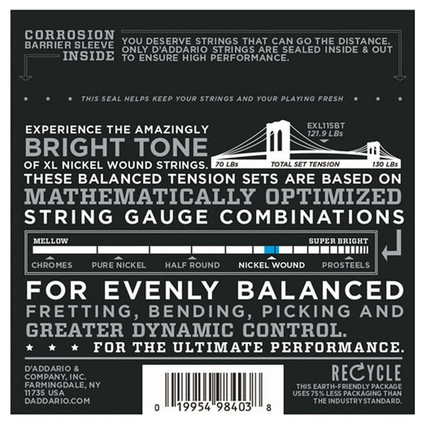 DAddario EXL115BT Nickel Wound, Balanced Tension Medium, 11-50