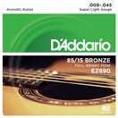 D'Addario EZ890 85/15 Bronze Acoustic Strings, Super Light, 09-45