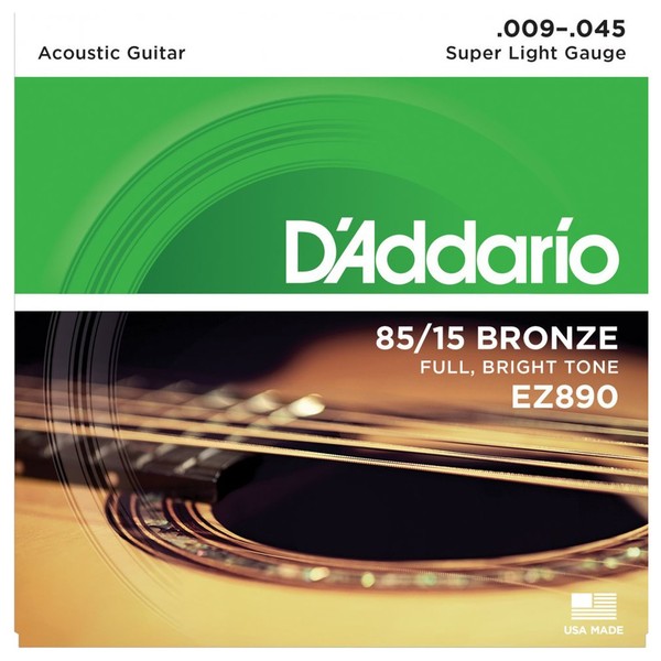 DAddario EZ890 85/15 Bronze Acoustic Strings, Super Light, 09-45