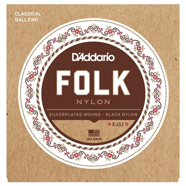 D'Addario EJ32 Folk Nylon Classical Guitar Strings with Ball End
