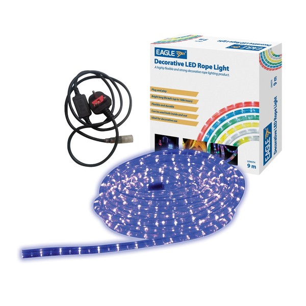 Eagle Static Plug and Play LED Rope Light 9m, Blue