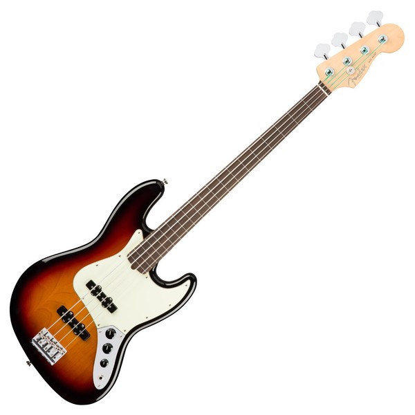 Fender American Pro Jazz Fretless Bass Guitar, 3-Tone Sunburst