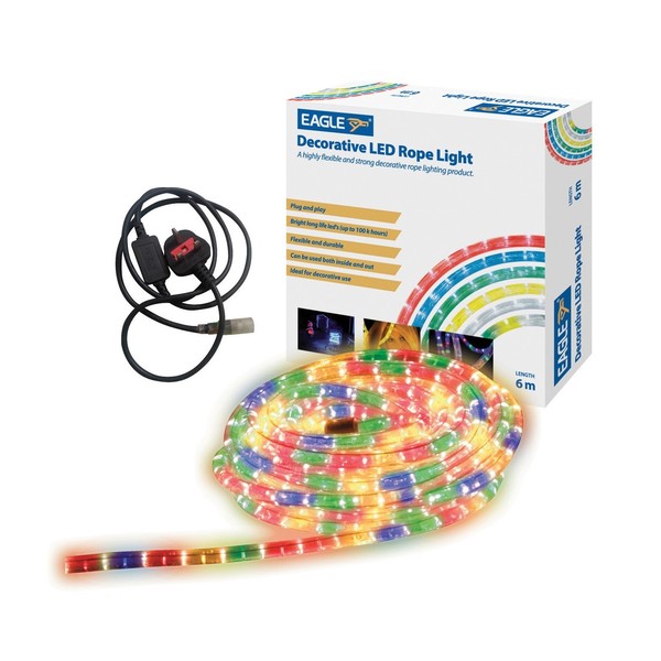 Eagle Static LED Rope Light 6m, Multi Coloured