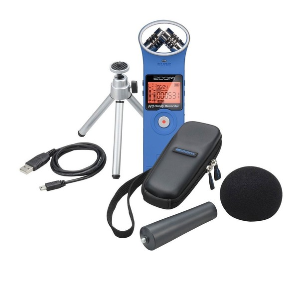 Zoom H1 Recorder with Accessory Pack, Blue - Bundle