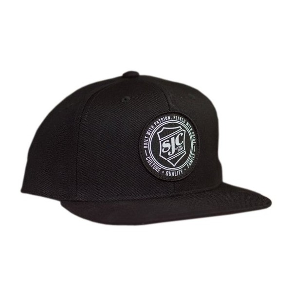 SJC Custom Drums Snapback Hat, Black on Black white Text