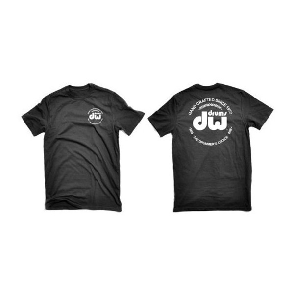 DW Drums Black T-Shirt with White DW Logo, Medium
