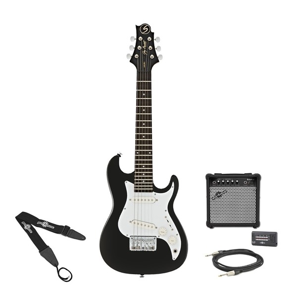 Greg Bennett Malibu MMB-1 Mini Electric Guitar + Amp Pack, Black