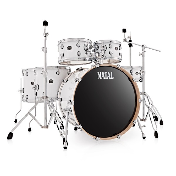 Natal Arcadia UFX Plus Drum Kit With Hardware, Piano White LTD ED