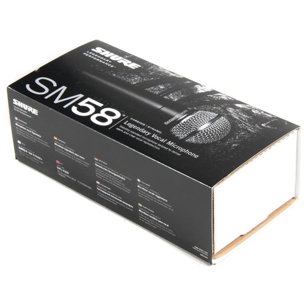 Shure SM58 Dynamic Cardioid Vocal Microphone - Box Angled Left