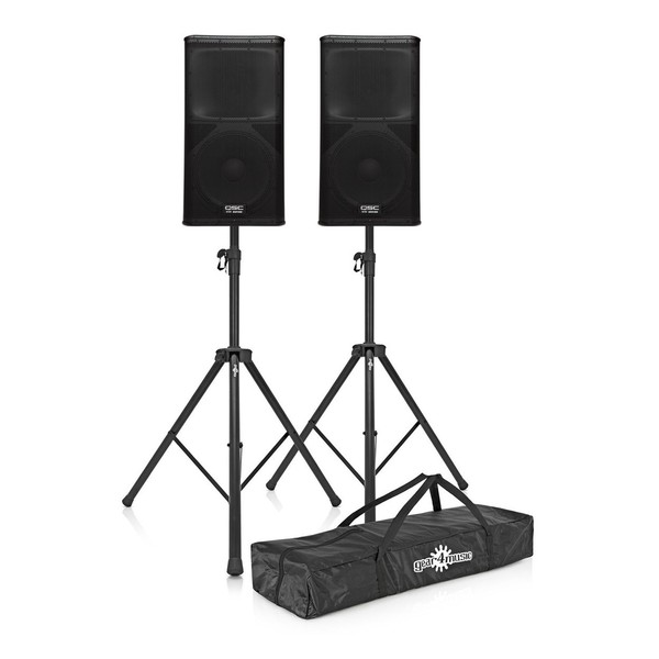 QSC KW122 Active PA Speakers with Stands