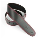 DSL SGE25 Leather 2.5" Guitar Strap, Black with Red Stitching
