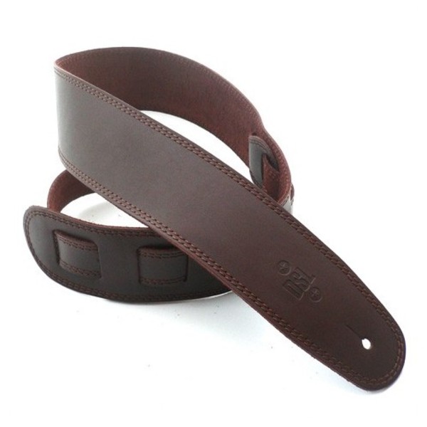DSL Leather 2.5" Guitar Strap, Brown with Brown Stitching