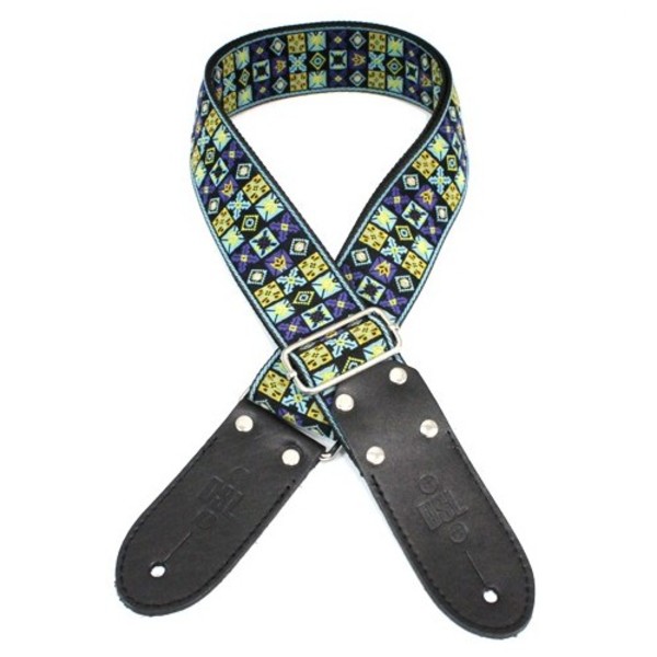 DSL Jacquard Series Guitar Strap 2", Ice Blue and Black