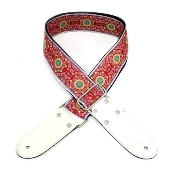 DSL Jacquard Series Guitar Strap 2", Red and White