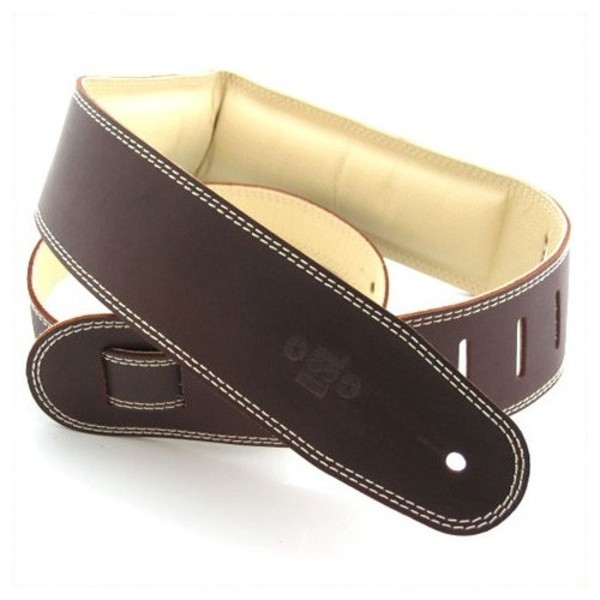 DSL Padded Garment Leather 2.5" Guitar Strap, Brown and Beige