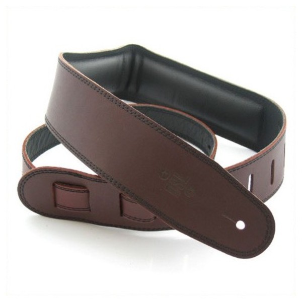 DSL Padded Garment Leather 2.5" Guitar Strap, Brown and Black