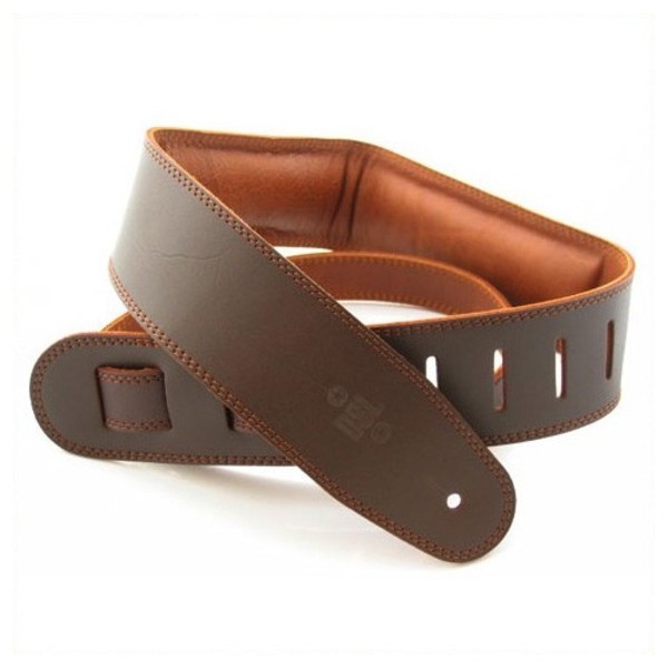 DSL Padded Garment Leather 2.5" Guitar Strap, Brown and Brown