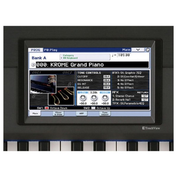 Korg Krome 73 workstation platinum screen