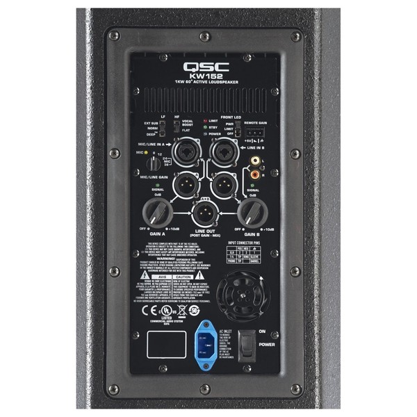 QSC KW152 Active PA Speaker inputs/outputs