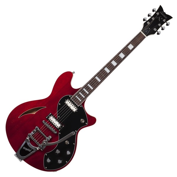 Schecter T S/H-1B Hollowbody Guitar, See Thru Cherry Pearl