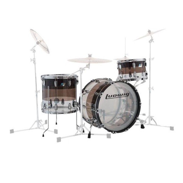 Ludwig Vistalite FAB 22" 3pc Shell Pack, Tri-Band Black