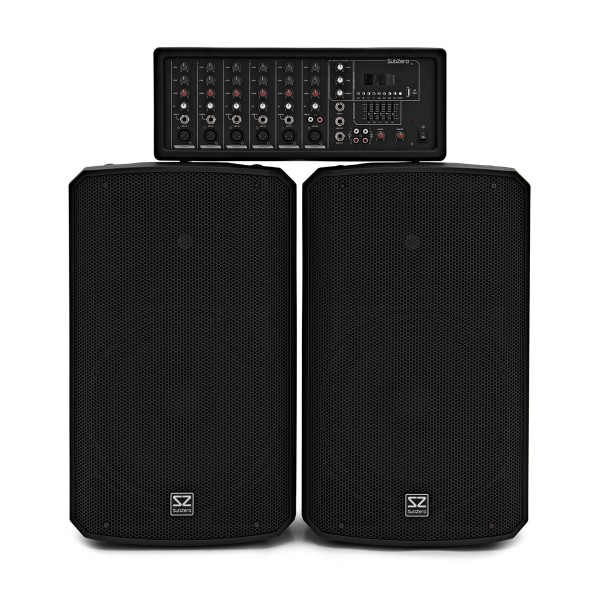 SubZero SZPA-612 250W 12" PA System with Microphones and Stands