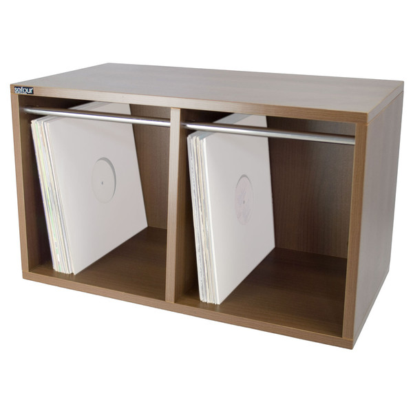 Sefour Vinyl Carry Box to Hold 220 Records, Tobacco Walnut - Nearly New - Angled Left