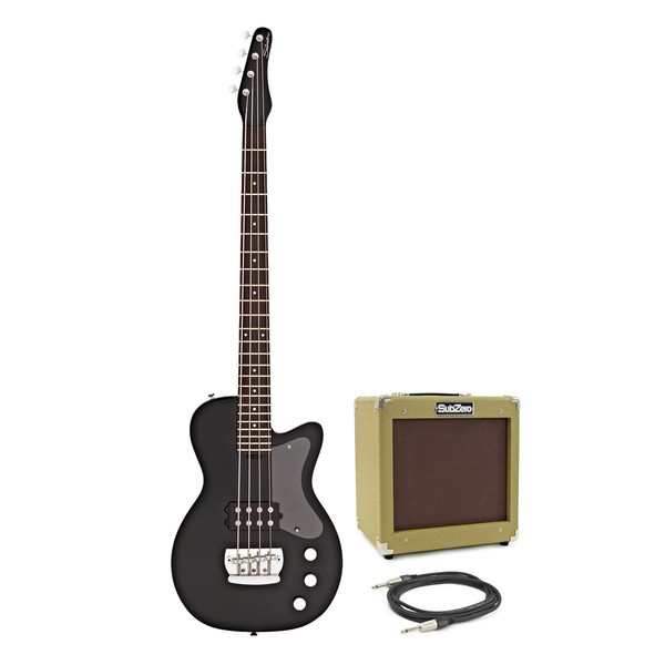 Silvertone 1444 RAZR Bass Guitar with V35B Amp, Black